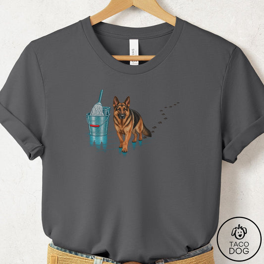 German Shepherd Mop T-Shirt Asphalt Taco-Dog