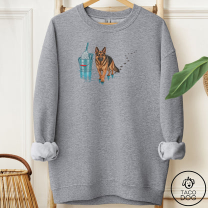 German Shepherd Mop Sweatshirt Graphite Heather Taco-Dog