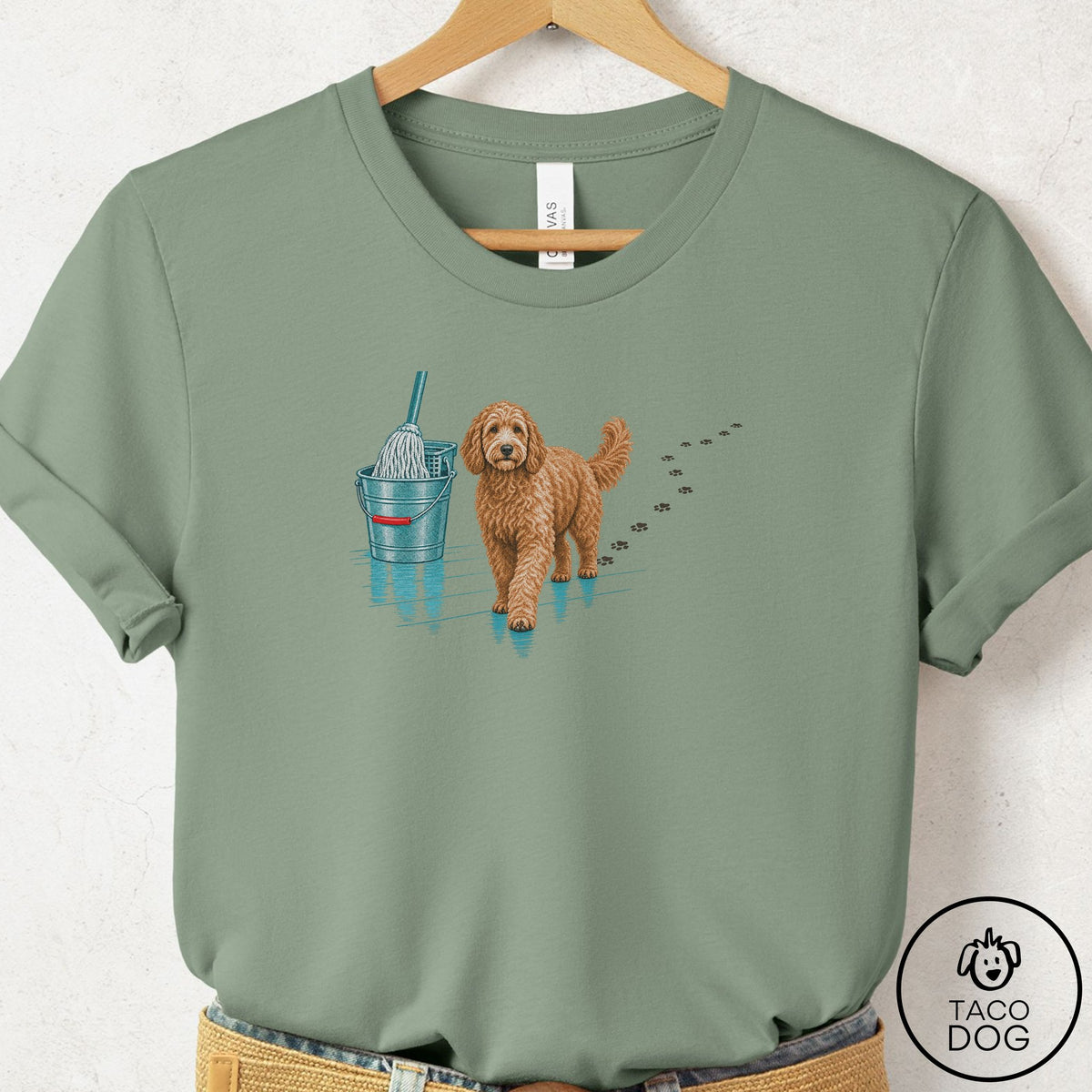 Doodle Mop T-Shirt Sage Taco-Dog