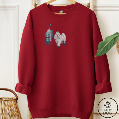 Maltese Mop Sweatshirt Garnet Taco-Dog