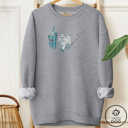 Maltese Mop Sweatshirt Graphite Heather Taco-Dog