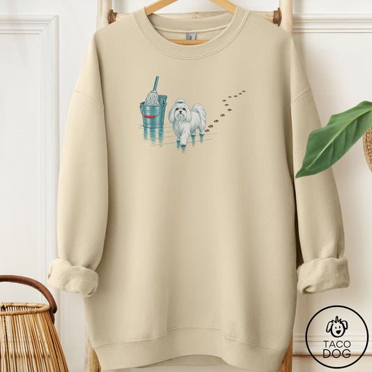 Maltese Mop Sweatshirt Sand Taco-Dog