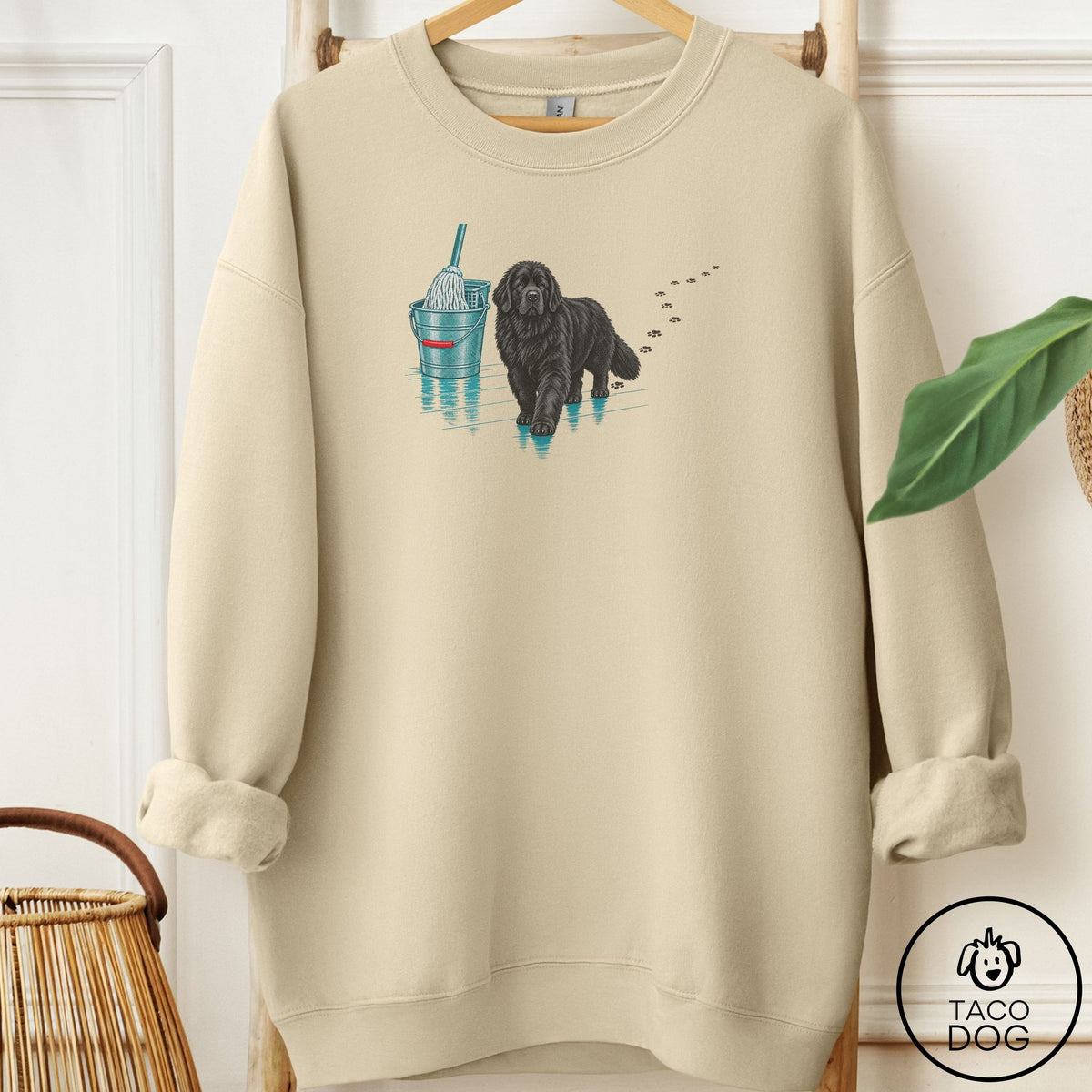 Newfoundland Mop Sweatshirt Sand Taco-Dog