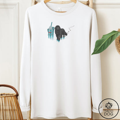 Newfoundland Mop Long Sleeve Tee White Taco-Dog