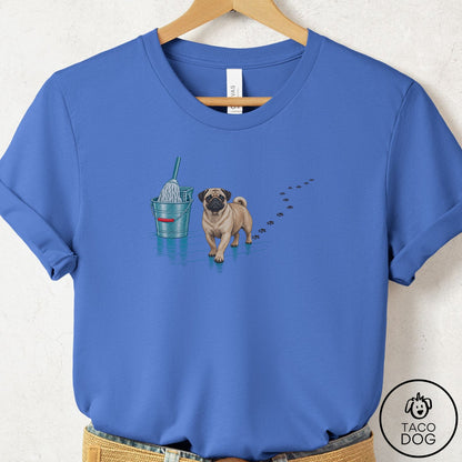 Pug Mop T-Shirt Columbia Blue Taco-Dog
