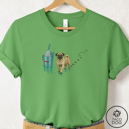 Pug Mop T-Shirt Leaf Taco-Dog
