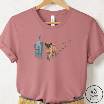 Pug Mop T-Shirt Mauve Taco-Dog
