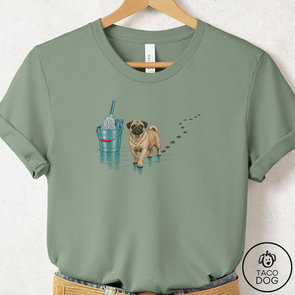 Pug Mop T-Shirt Sage Taco-Dog