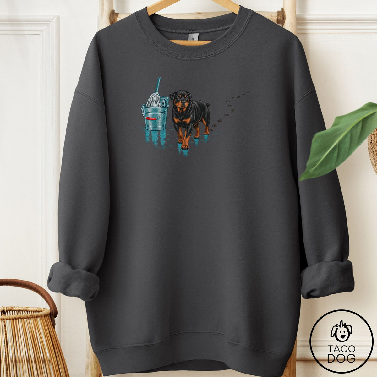 Rottweiler Mop Sweatshirt Charcoal Taco-Dog