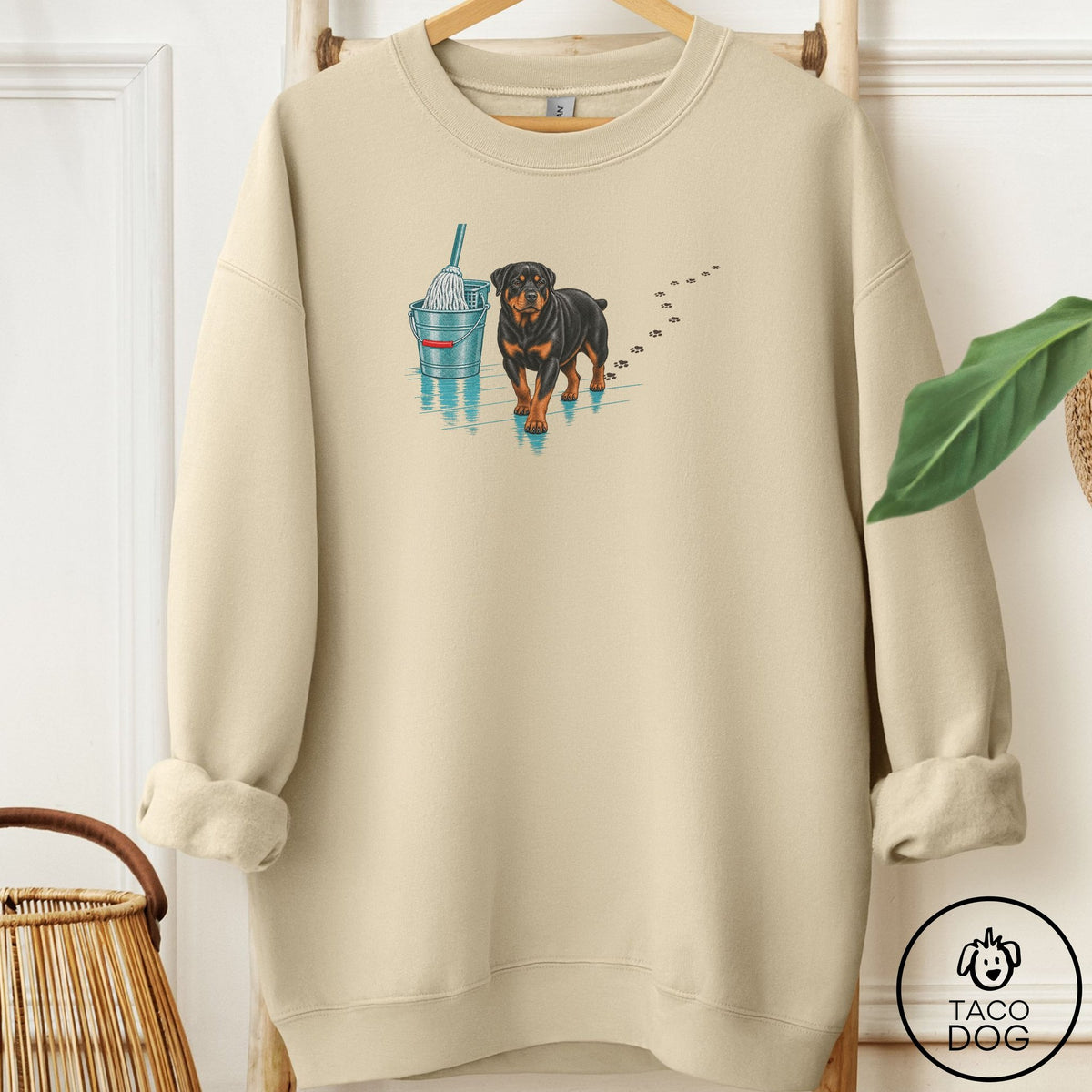 Rottweiler Mop Sweatshirt Sand Taco-Dog