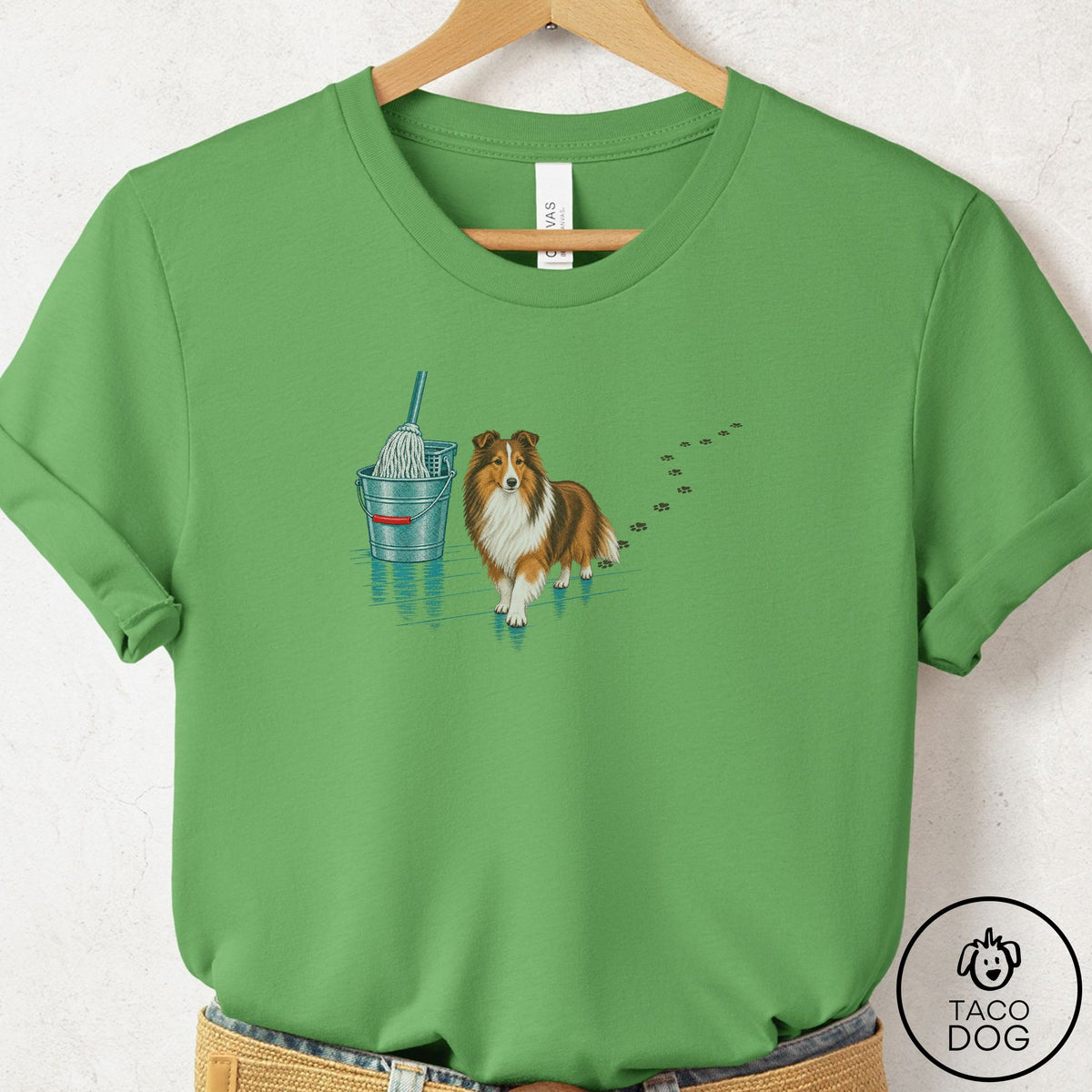 Shetland Sheepdog Mop T-Shirt Leaf Taco-Dog