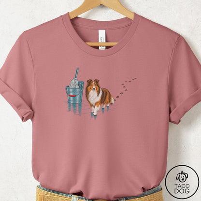 Shetland Sheepdog Mop T-Shirt Mauve Taco-Dog