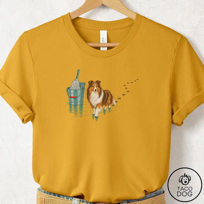 Shetland Sheepdog Mop T-Shirt Mustard Taco-Dog