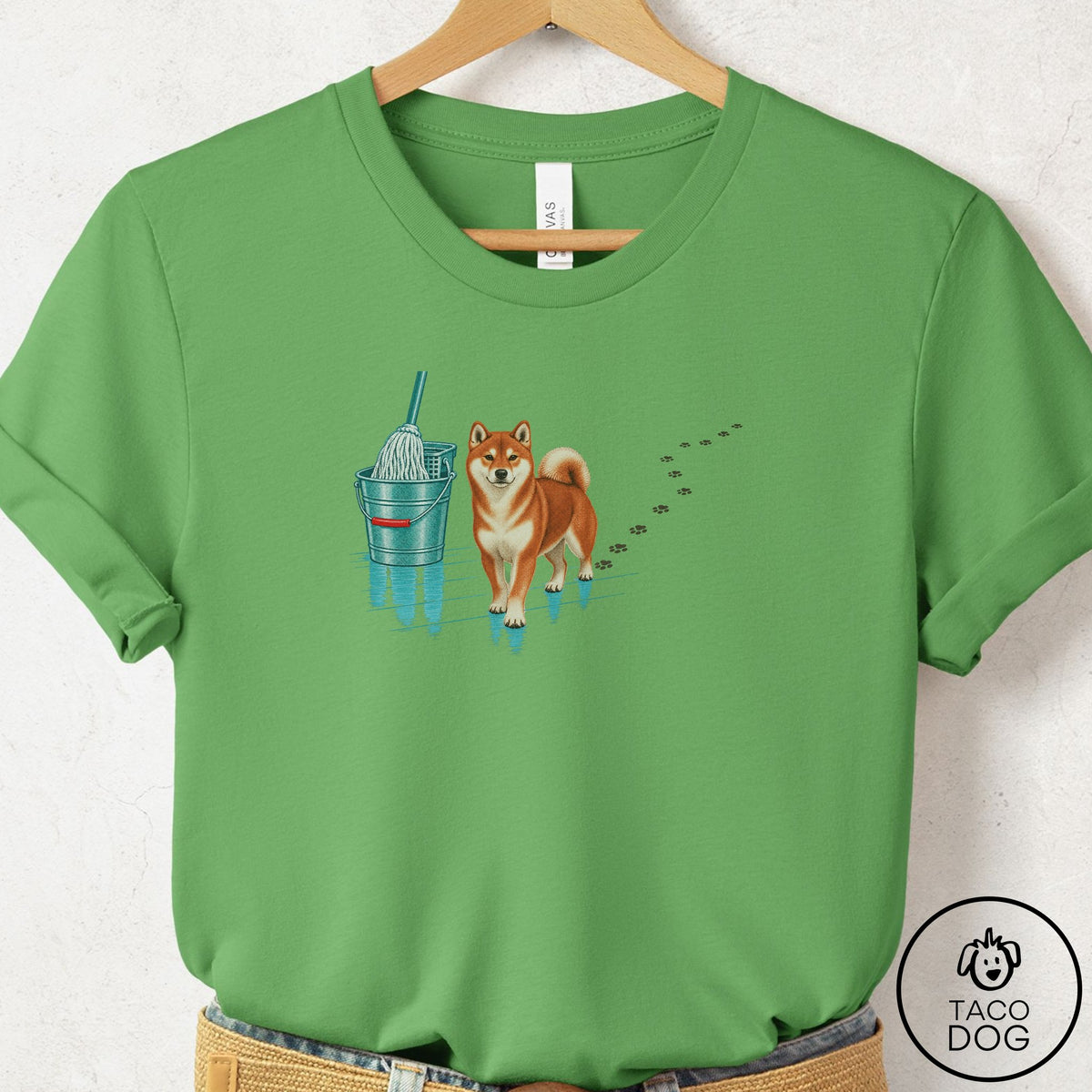 Shiba Inu Mop T-Shirt Leaf Taco-Dog
