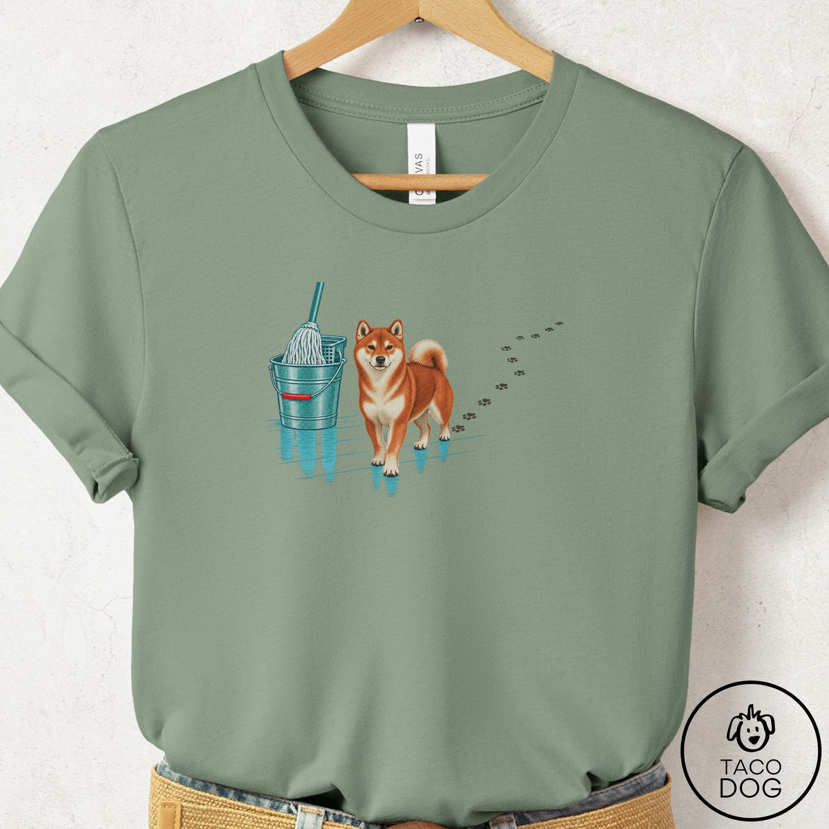 Shiba Inu Mop T-Shirt Sage Taco-Dog