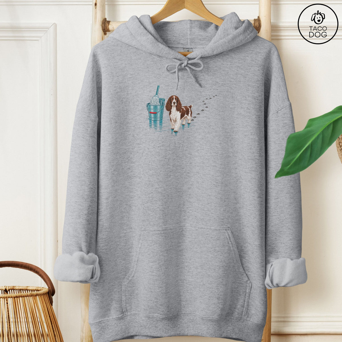 Springer Spaniel Mop Hoodie Graphite Heather Taco-Dog