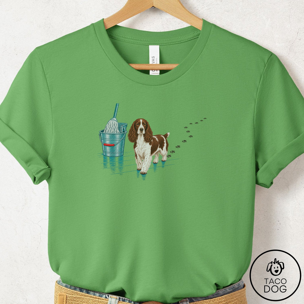 Springer Spaniel Mop T-Shirt Leaf Taco-Dog