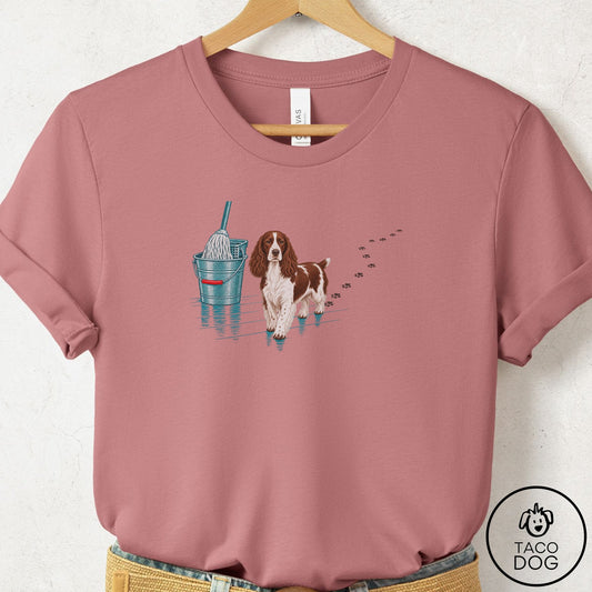 Springer Spaniel Mop T-Shirt Mauve Taco-Dog