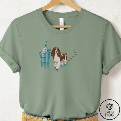 Springer Spaniel Mop T-Shirt Sage Taco-Dog
