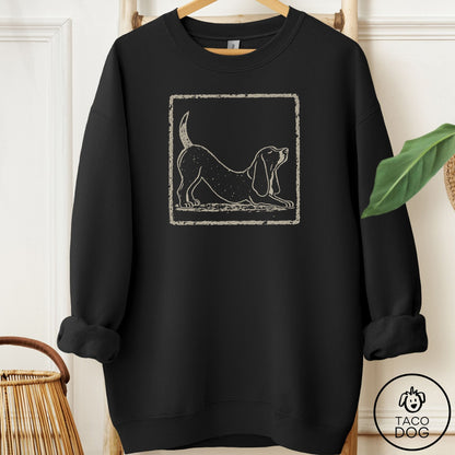 Basset Hound Morning Stretch Sweatshirt Black Taco-Dog