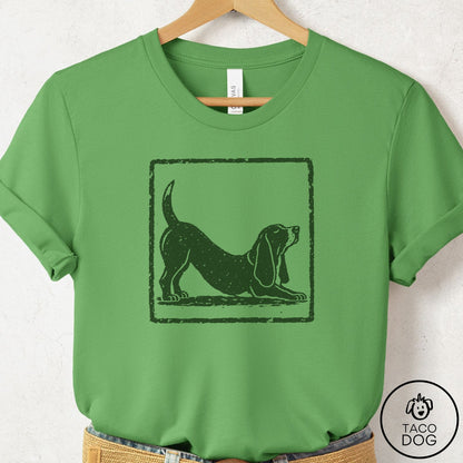 Basset Hound Morning Stretch T-Shirt Leaf Taco-Dog