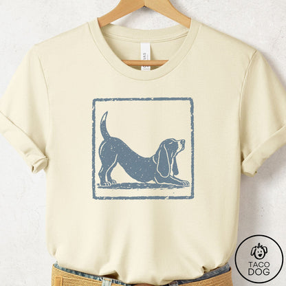 Basset Hound Morning Stretch T-Shirt Natural Taco-Dog