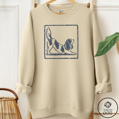 Cavalier King Charles Spaniel Morning Stretch Sweatshirt Sand Taco-Dog