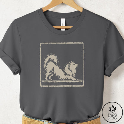 Pomeranian Morning Stretch T-Shirt Asphalt Taco-Dog