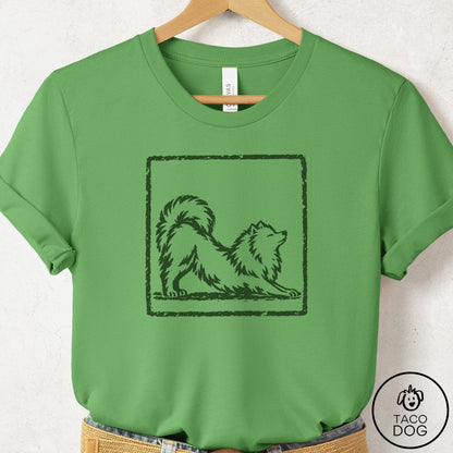 Pomeranian Morning Stretch T-Shirt Leaf Taco-Dog