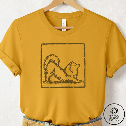Pomeranian Morning Stretch T-Shirt Mustard Taco-Dog