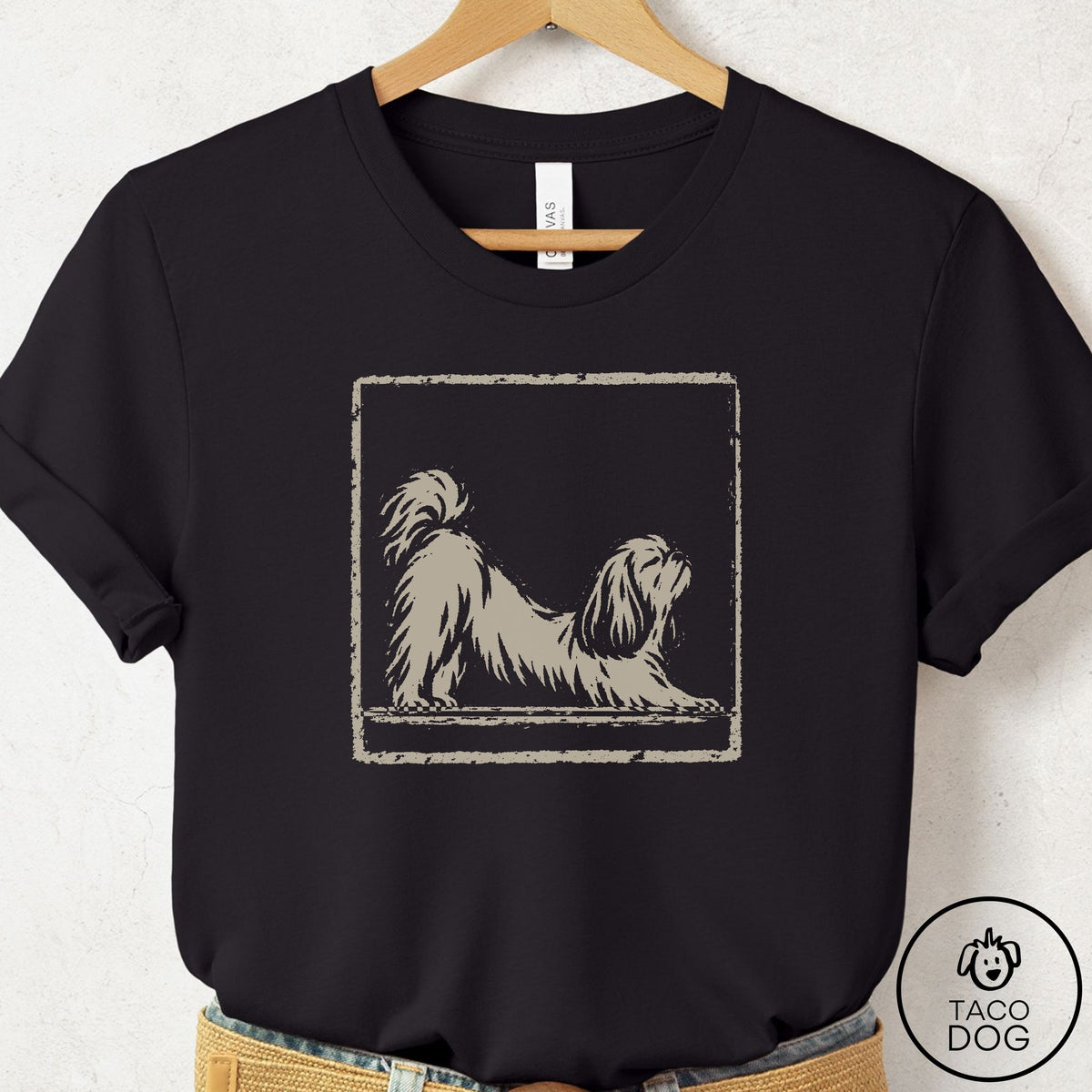Shih Tzu Morning Stretch T-Shirt Black Taco-Dog