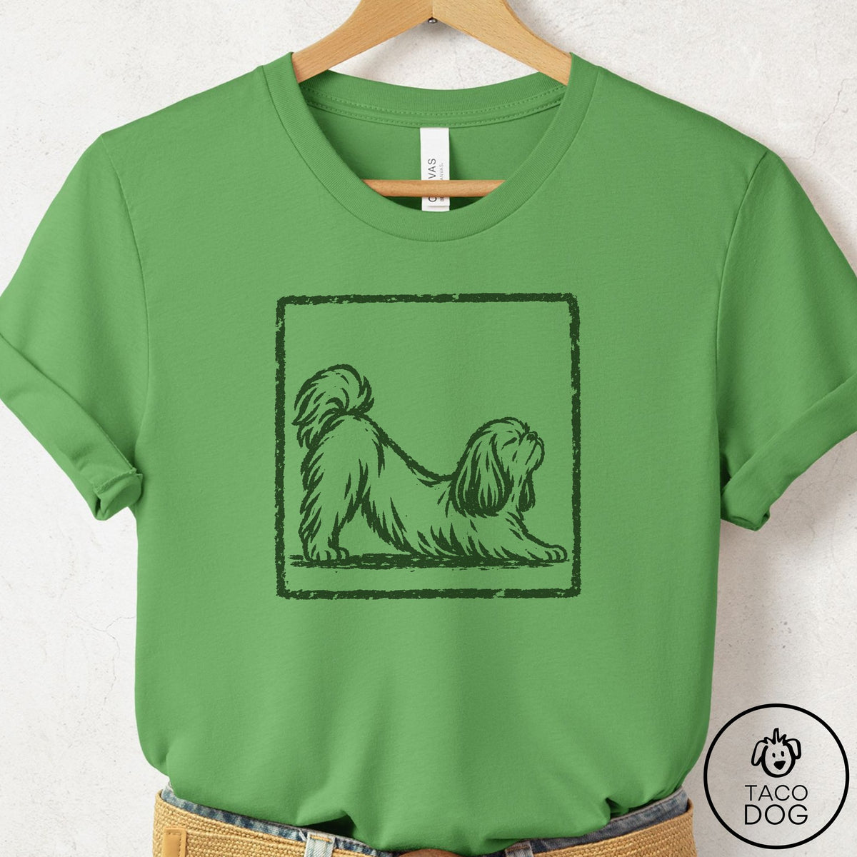 Shih Tzu Morning Stretch T-Shirt Leaf Taco-Dog