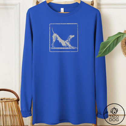 Vizsla Morning Stretch Long Sleeve Tee True Royal Taco-Dog