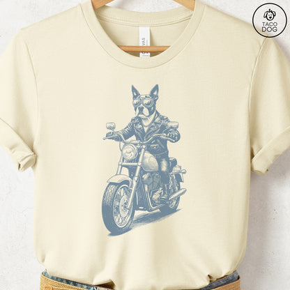 Boston Terrier Motorbike T-Shirt Natural S Taco-Dog