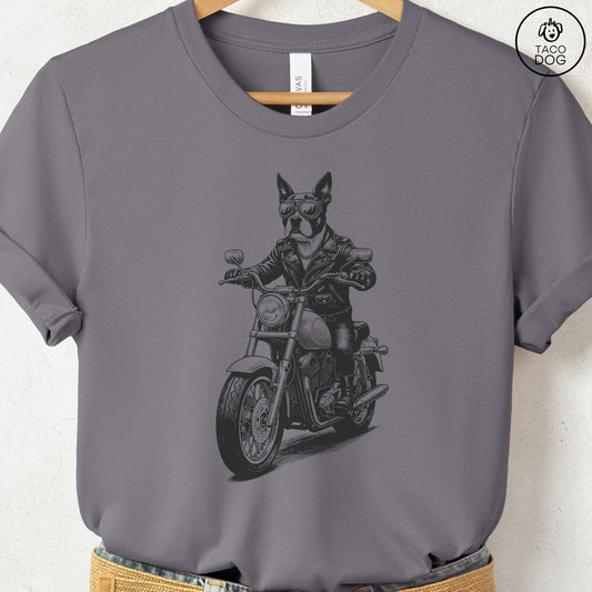 Boston Terrier Motorbike T-Shirt Storm S Taco-Dog