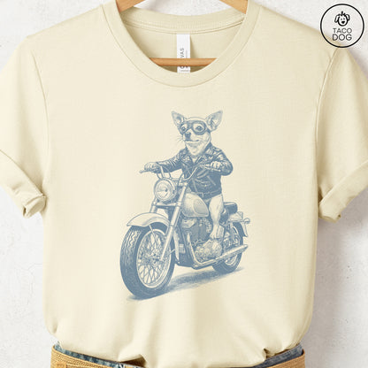 Chihuahua Motorbike T-Shirt Natural S Taco-Dog