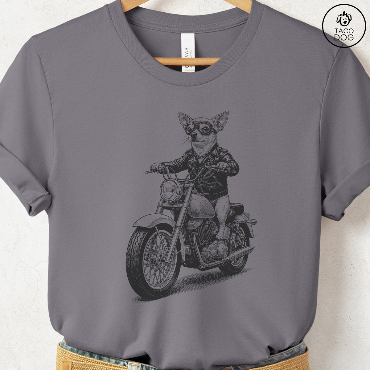 Chihuahua Motorbike T-Shirt, design close-up