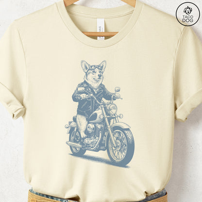 Corgi Motorbike T-Shirt Natural S Taco-Dog