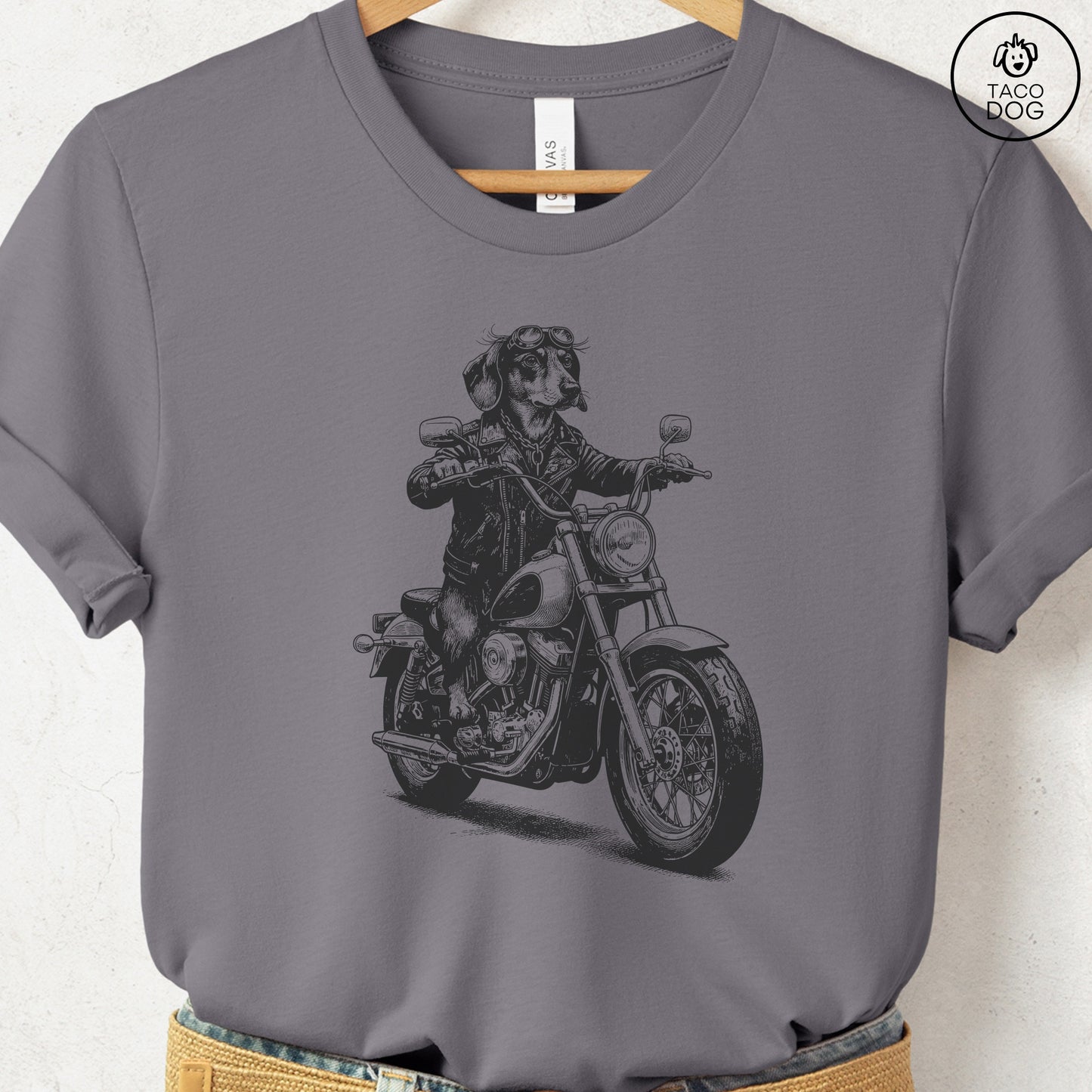 Dachshund Motorbike T-Shirt XS Storm Taco-Dog