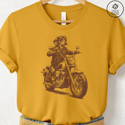 Dachshund Motorbike T-Shirt XS Mustard Taco-Dog