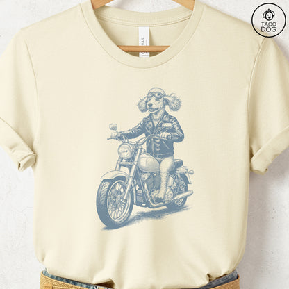 Poodle Motorbike T-Shirt Natural S Taco-Dog