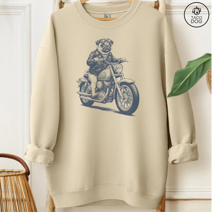 Pug Motorbike Sweatshirt Sand M Taco-Dog