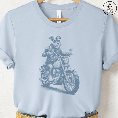 Schnauzer Motorbike T-Shirt Light Blue S Taco-Dog