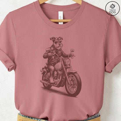 Schnauzer Motorbike T-Shirt Heather Mauve S Taco-Dog