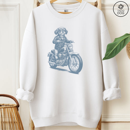 Shih Tzu Motorbike Sweatshirt White M Taco-Dog