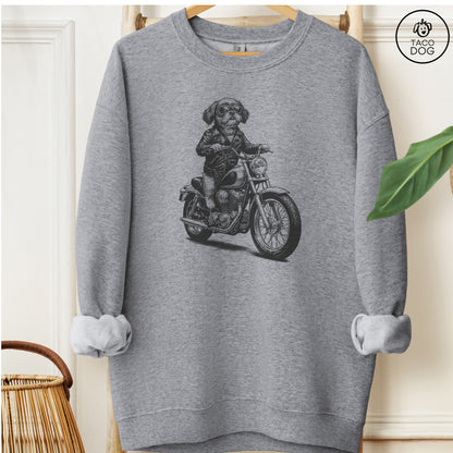 Shih Tzu Motorbike Sweatshirt Graphite Heather M Taco-Dog