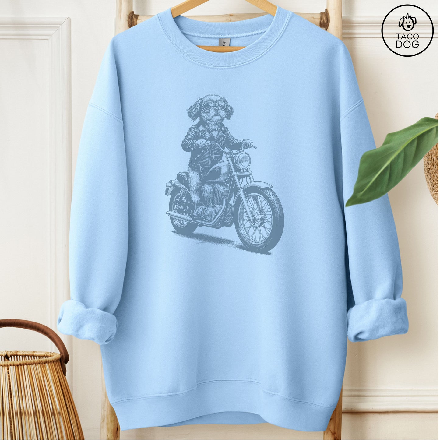 Shih Tzu Motorbike Sweatshirt Light Blue M Taco-Dog