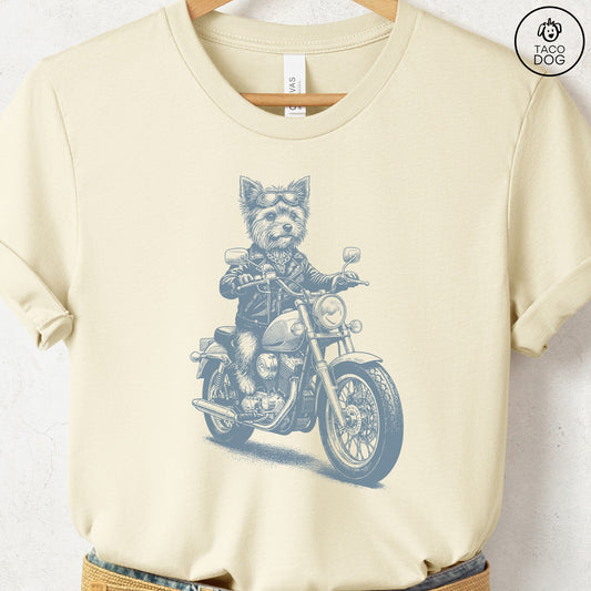 Yorkshire Terrier Motorbike T-Shirt Natural S Taco-Dog