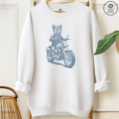 Yorkshire Terrier Yorkie Motorbike Sweatshirt White M Taco-Dog