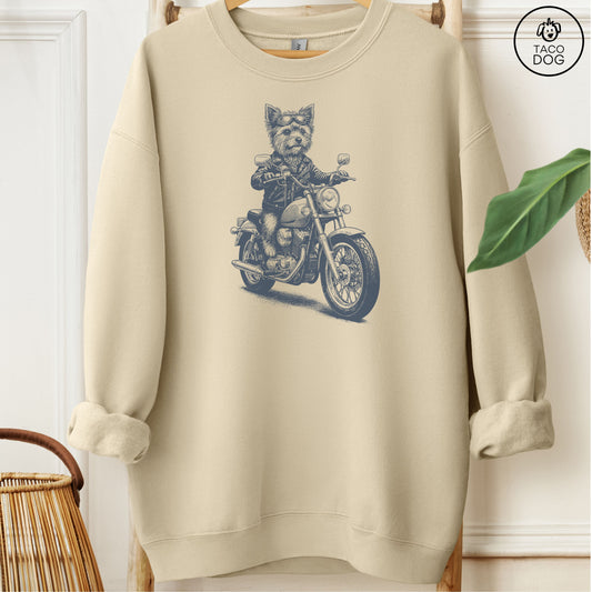 Yorkshire Terrier Yorkie Motorbike Sweatshirt Sand M Taco-Dog
